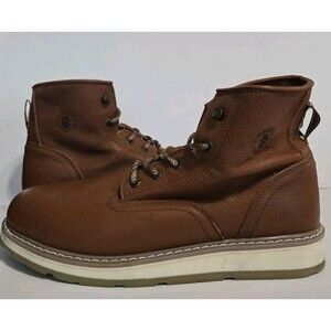 Rockrooster Boots Mens 15 Walker Wedge Brown Leather Safety Work Soft Toe